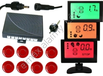 CP12s8 LCD 8 czerwone sensory, czujnik cofania parkowania