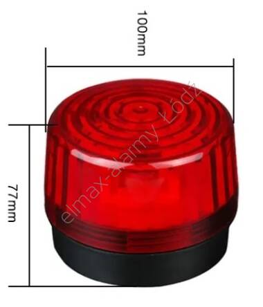 duża czerwona lampa sygnalizacyjna 15 Led, fi 100mm. sygnalizator 12V dc
